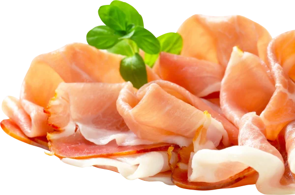 Sliced Prosciutto Ham with Fresh Basil PNG