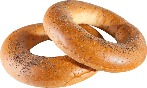 Two Poppy Seed Bagels PNG Transparent Background