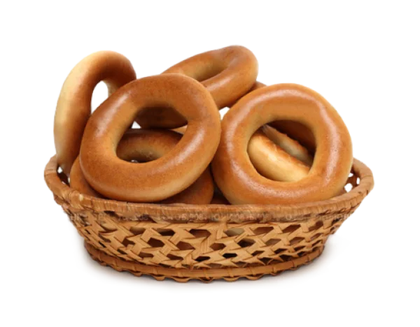 Basket of Bread Rings PNG Transparent Background