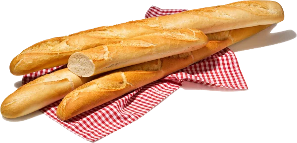 French Baguettes on Gingham Cloth PNG Transparent Background