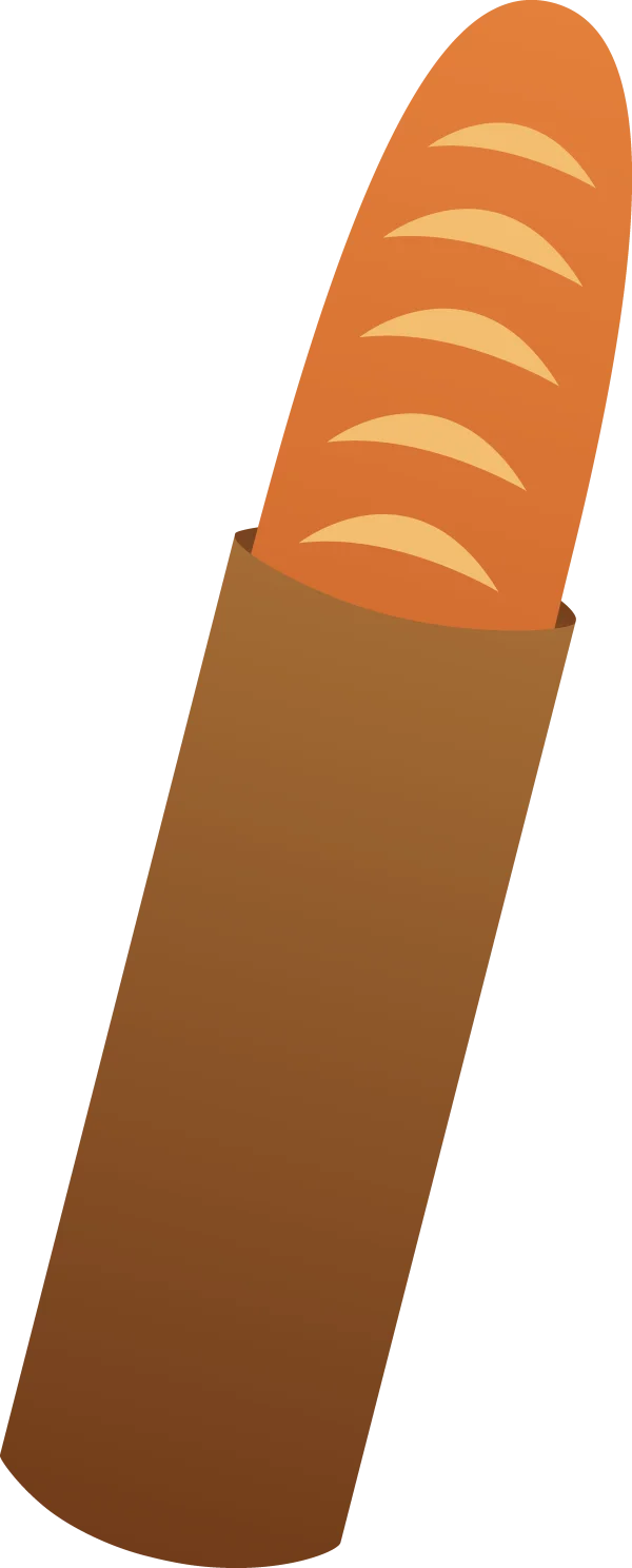 Baguette in Paper Bag PNG Transparent Background