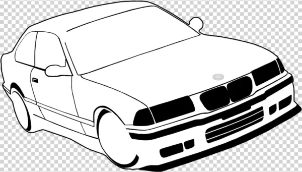 BMW E36 Coupe Outline PNG Transparent Background