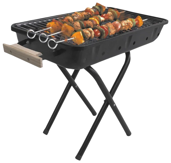 Portable BBQ Grill with Skewers PNG Transparent Background