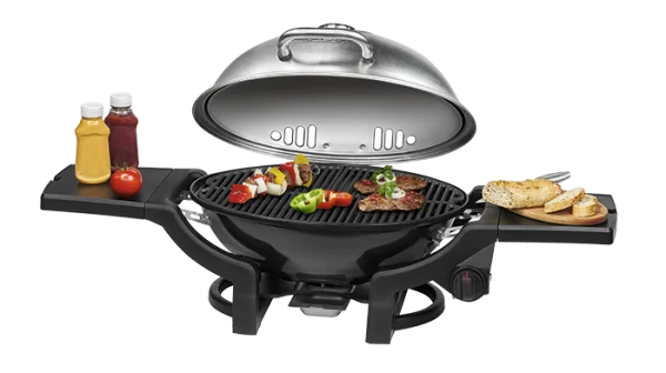 Portable BBQ Grill with Food and Condiments PNG