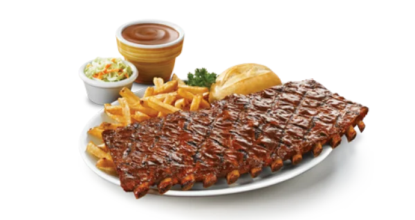 BBQ Ribs Plate with French Fries and Coleslaw PNG Transparent