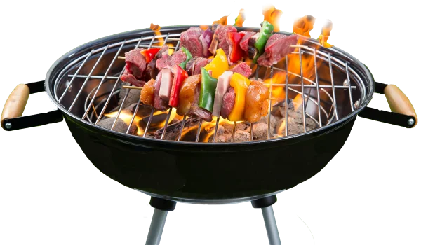 Barbecue Grill with Kebabs PNG Transparent Background