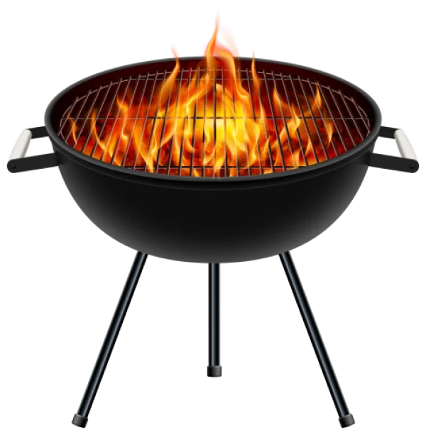 Barbecue Grill with Flames PNG Transparent Background