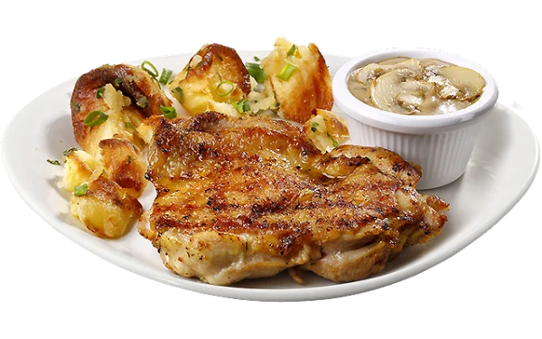 Grilled Chicken Thigh with Smashed Potatoes PNG Transparent
