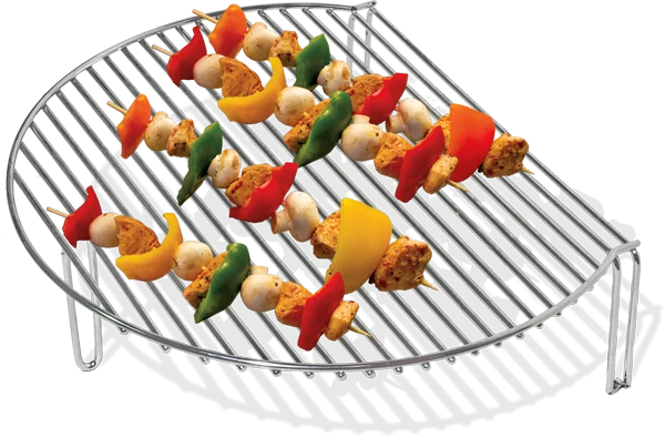 Grill Rack with Chicken and Vegetable Skewers PNG Transparent Background