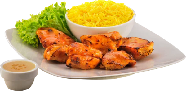 Grilled Chicken and Yellow Rice Meal PNG Transparent Background