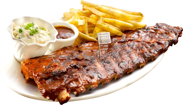 BBQ Ribs Platter with Fries and Coleslaw PNG