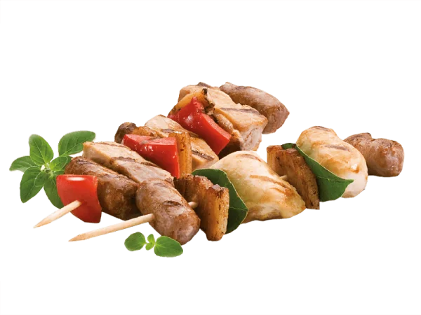 Grilled Kebab Skewers with Vegetables PNG Transparent