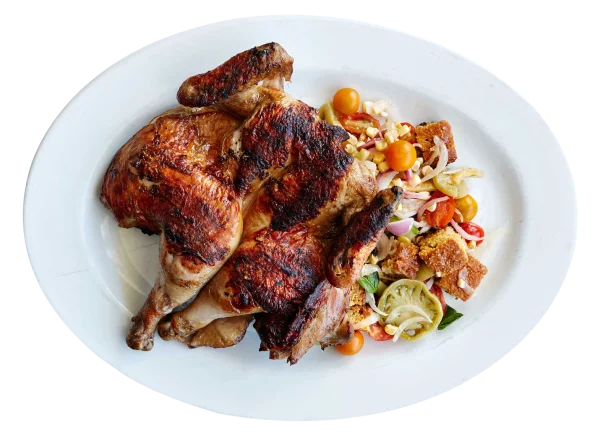 Roasted Whole Chicken with Fresh Salad PNG Transparent