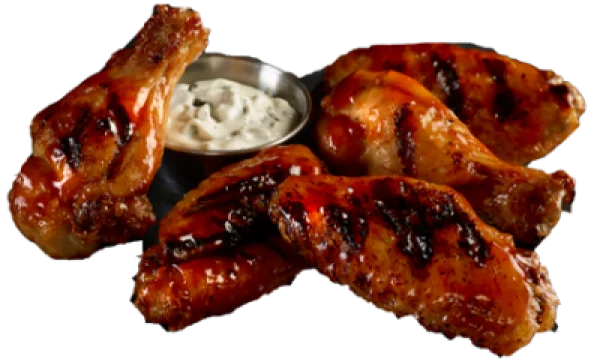 Grilled BBQ Chicken Wings with Dipping Sauce PNG