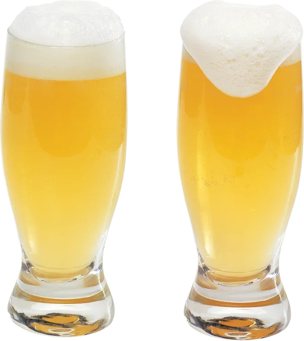 Two Glasses of Foamy Beer PNG Transparent Background