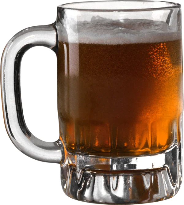Glass Beer Mug with Foam PNG Transparent Background