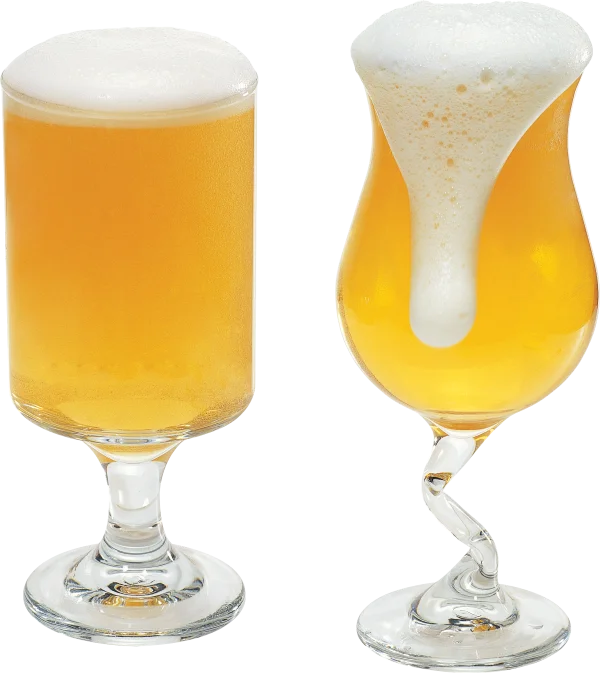 Two Beer Glasses with Foam PNG Transparent