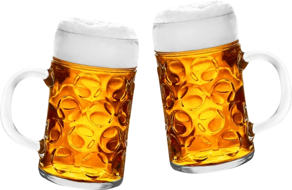 Two Beer Mugs Clinking PNG Transparent Background