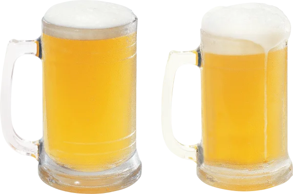 Two Frothy Beer Mugs PNG Transparent Background