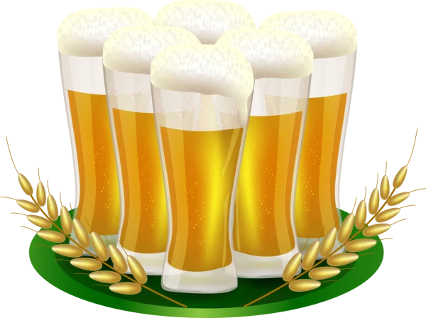 Multiple Beer Glasses with Wheat PNG Transparent