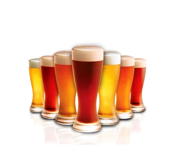 Variety of Beer Glasses PNG Transparent Background