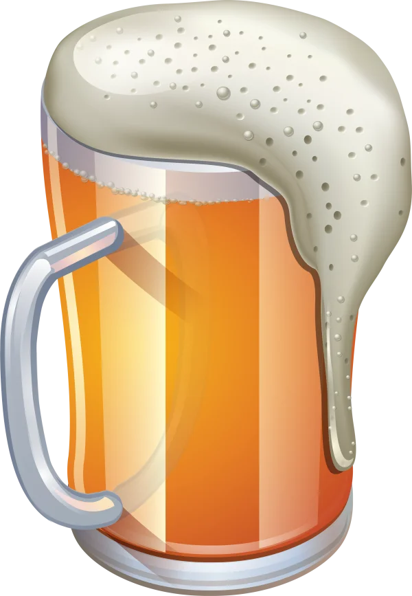 Beer Mug with Foamy Head PNG Transparent Background