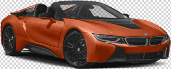 Orange BMW i8 Convertible PNG Transparent Background