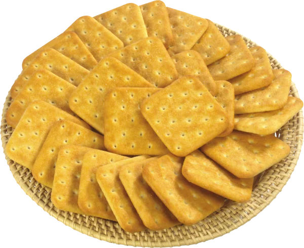 Crackers in Wicker Basket PNG Transparent Background