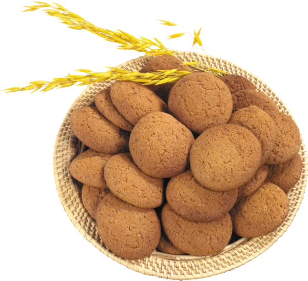 Oatmeal Cookies in Woven Basket PNG Transparent Background