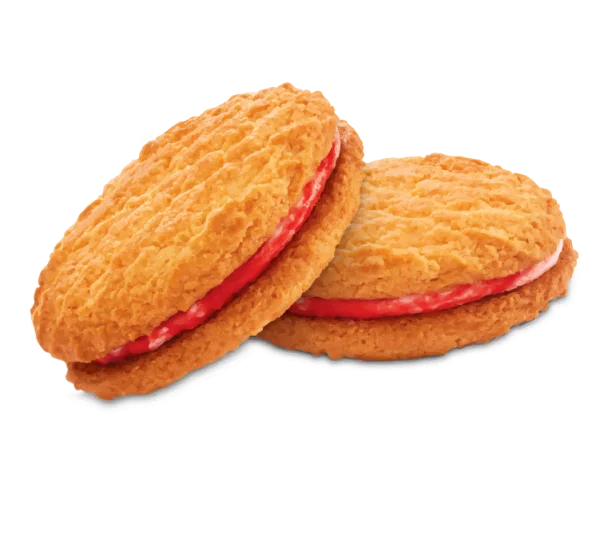Sandwich Cookies with Red Cream Filling PNG Transparent