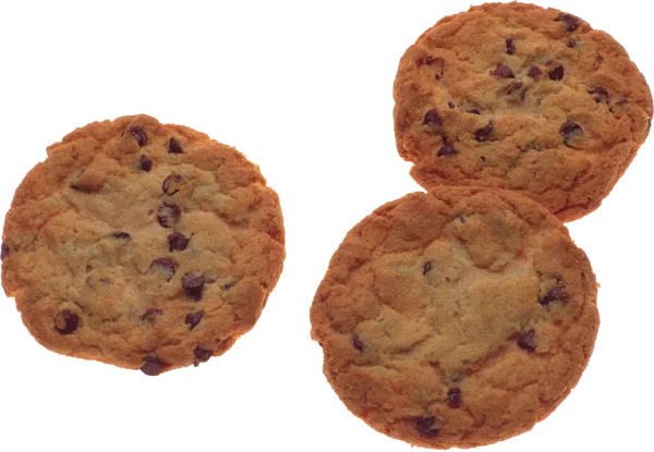 Three Delicious Chocolate Chip Cookies PNG