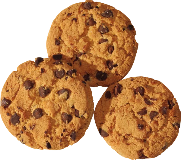Three Chocolate Chip Cookies PNG Transparent Background