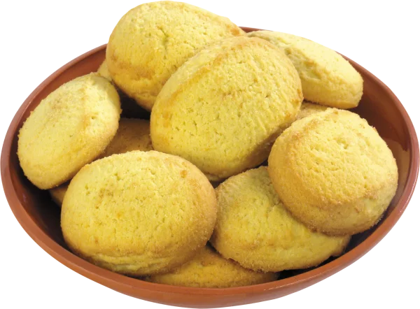 Homemade Yellow Cookies in Bowl PNG Transparent