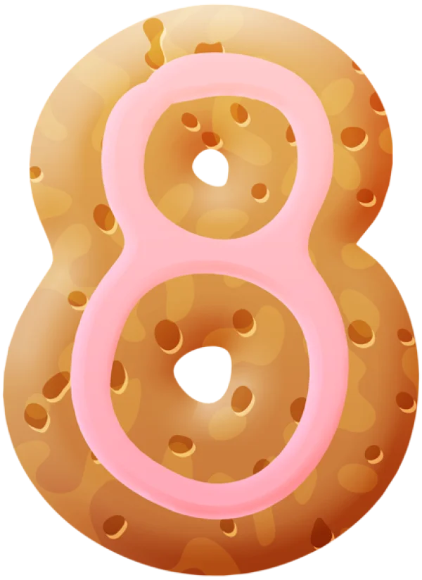 Pink Iced Donut Number 8 PNG Transparent Background