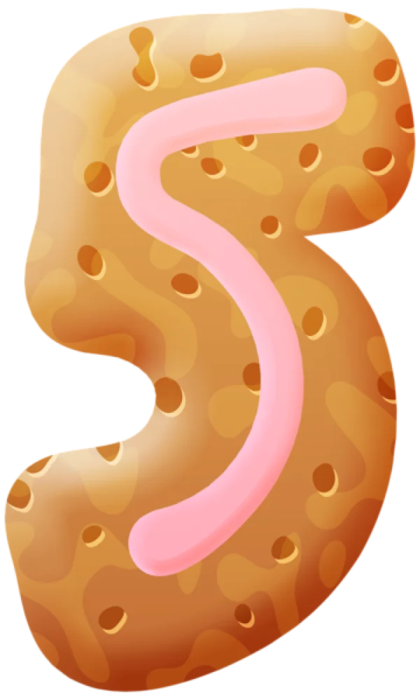 Cookie Number 5 with Pink Icing PNG Transparent Background