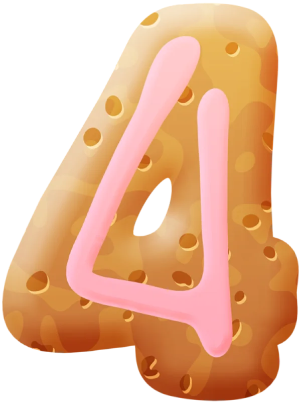 Sweet Cookie Number 4 PNG Transparent Background