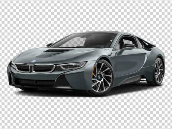 Grey BMW i8 Sports Car PNG Transparent Background