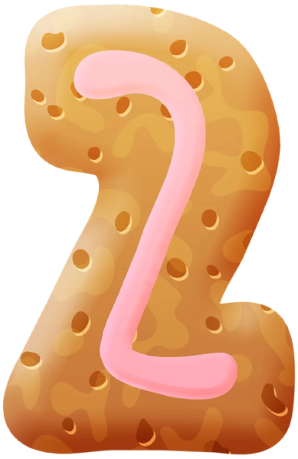 Cookie Number Two with Pink Icing PNG