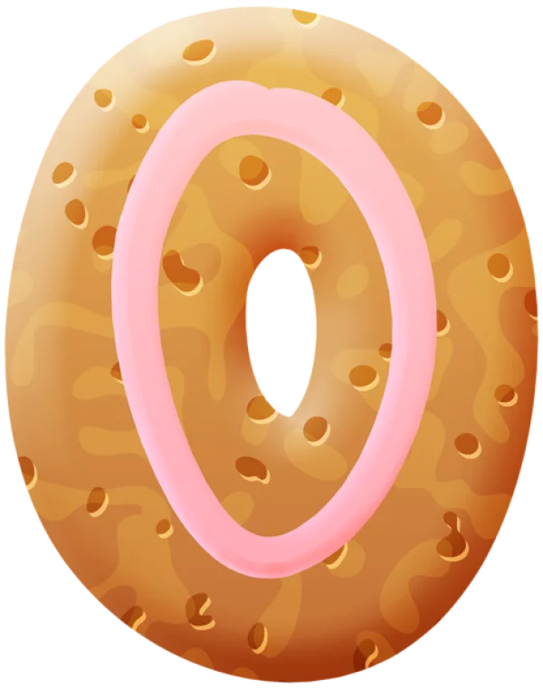 Pink Glazed Donut Letter O PNG Transparent Background