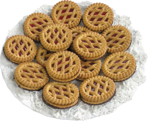 Plate of Jam Tarts with Lattice Tops PNG Transparent Background