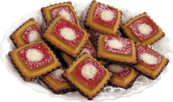 Jelly Cookies on White Plate PNG Transparent Background