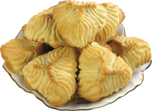 Plate of Decorative Butter Cookies PNG Transparent Background