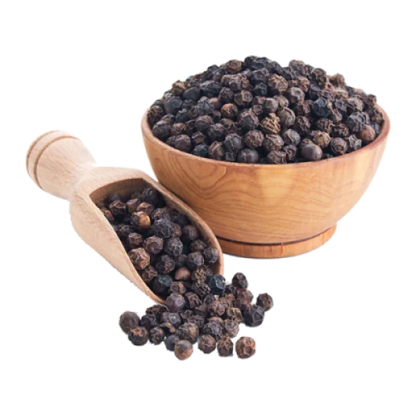 Black Peppercorns in Wooden Bowl & Scoop PNG