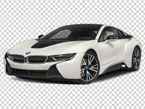White BMW i8 Sports Car PNG Transparent Background