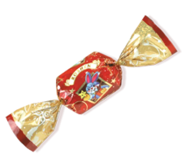 Festive Red and Gold Candy Wrapper PNG