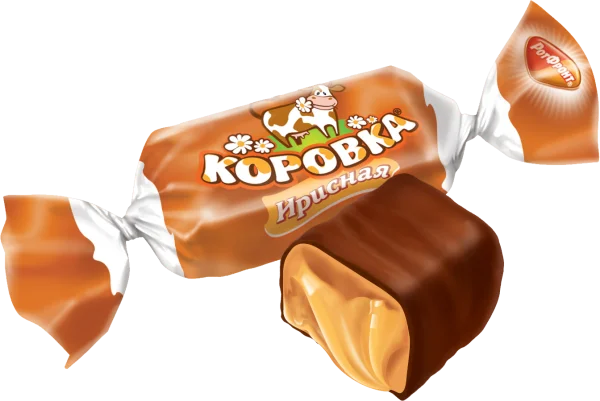 Korovka Irisnaya Candy with Wrapper and Bite PNG
