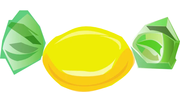 Yellow Candy with Green Wrapper PNG Transparent