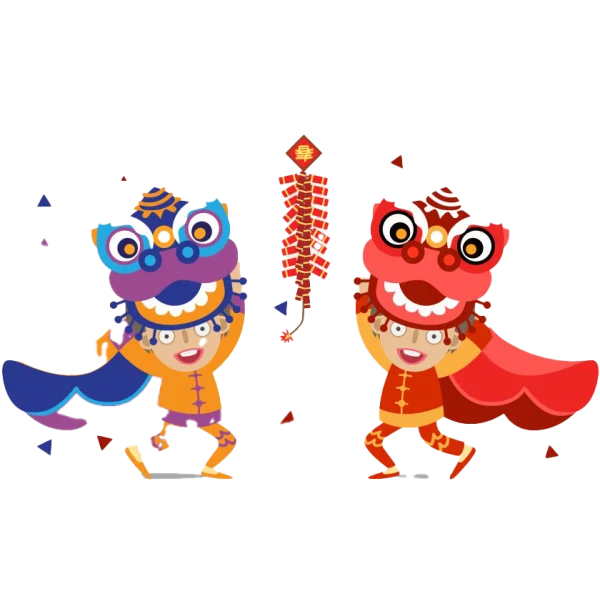 Lunar New Year Lion Dance Children PNG Transparent