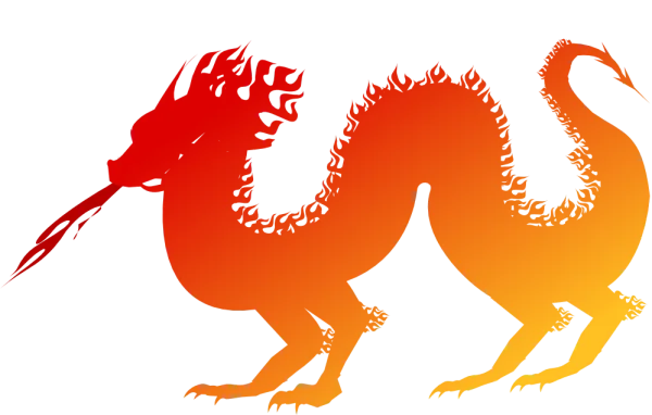 Fiery Dragon Silhouette PNG Transparent Background