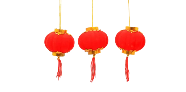 Three Red Chinese Lanterns PNG Transparent Background